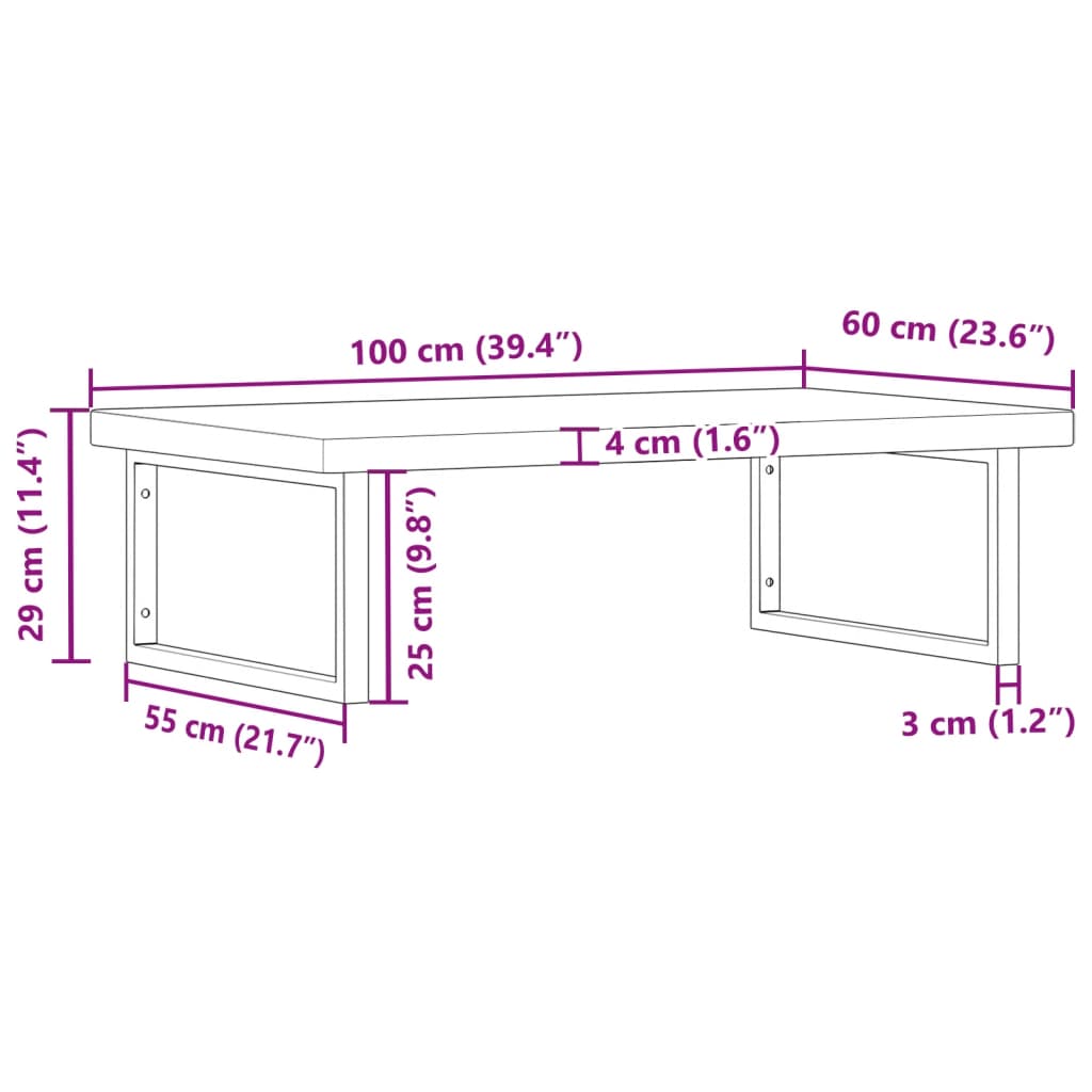 Deska Pod Umyvadlo Nástěnná Ocel A Masivní Dubové Dřevo