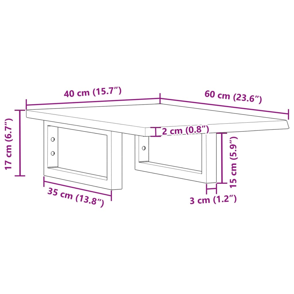 Deska Pod Umyvadlo Nástěnná Ocel A Masivní Dubové Dřevo