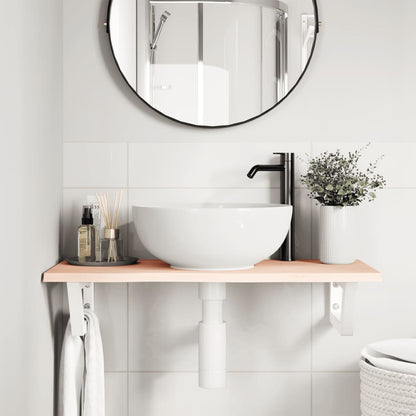 Deska Pod Umyvadlo Nástěnná Ocel A Masivní Dubové Dřevo Hnědá A Bílá