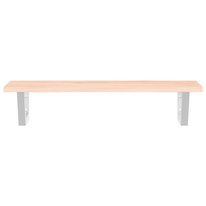 Deska Pod Umyvadlo Nástěnná Ocel A Masivní Dubové Dřevo Hnědá A Bílá