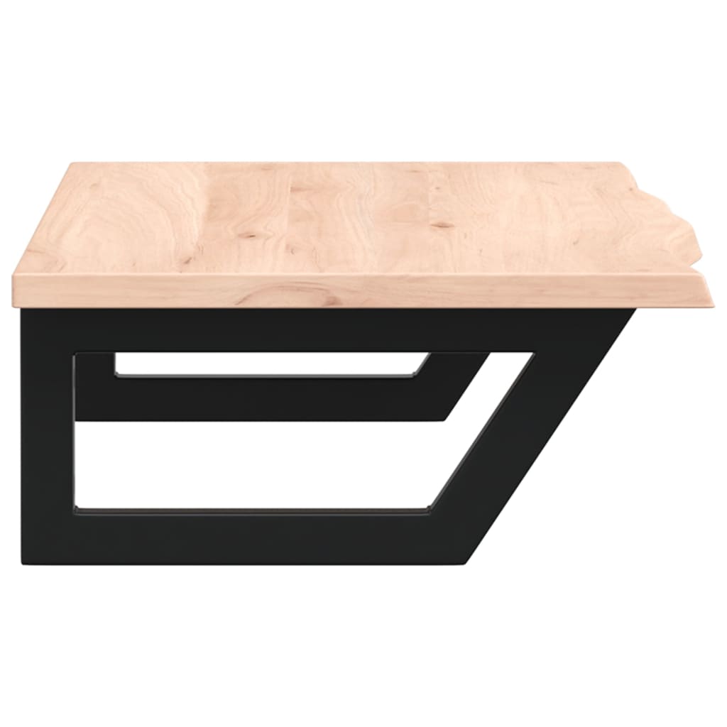 Deska Pod Umyvadlo Nástěnná Ocel A Masivní Dubové Dřevo Hnědo-Černá