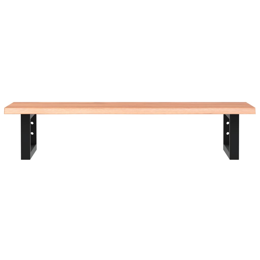 Deska Pod Umyvadlo Nástěnná Ocel A Masivní Dubové Dřevo Světle Hnědá A Černá