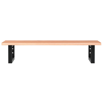 Deska Pod Umyvadlo Nástěnná Ocel A Masivní Dubové Dřevo Světle Hnědá A Černá