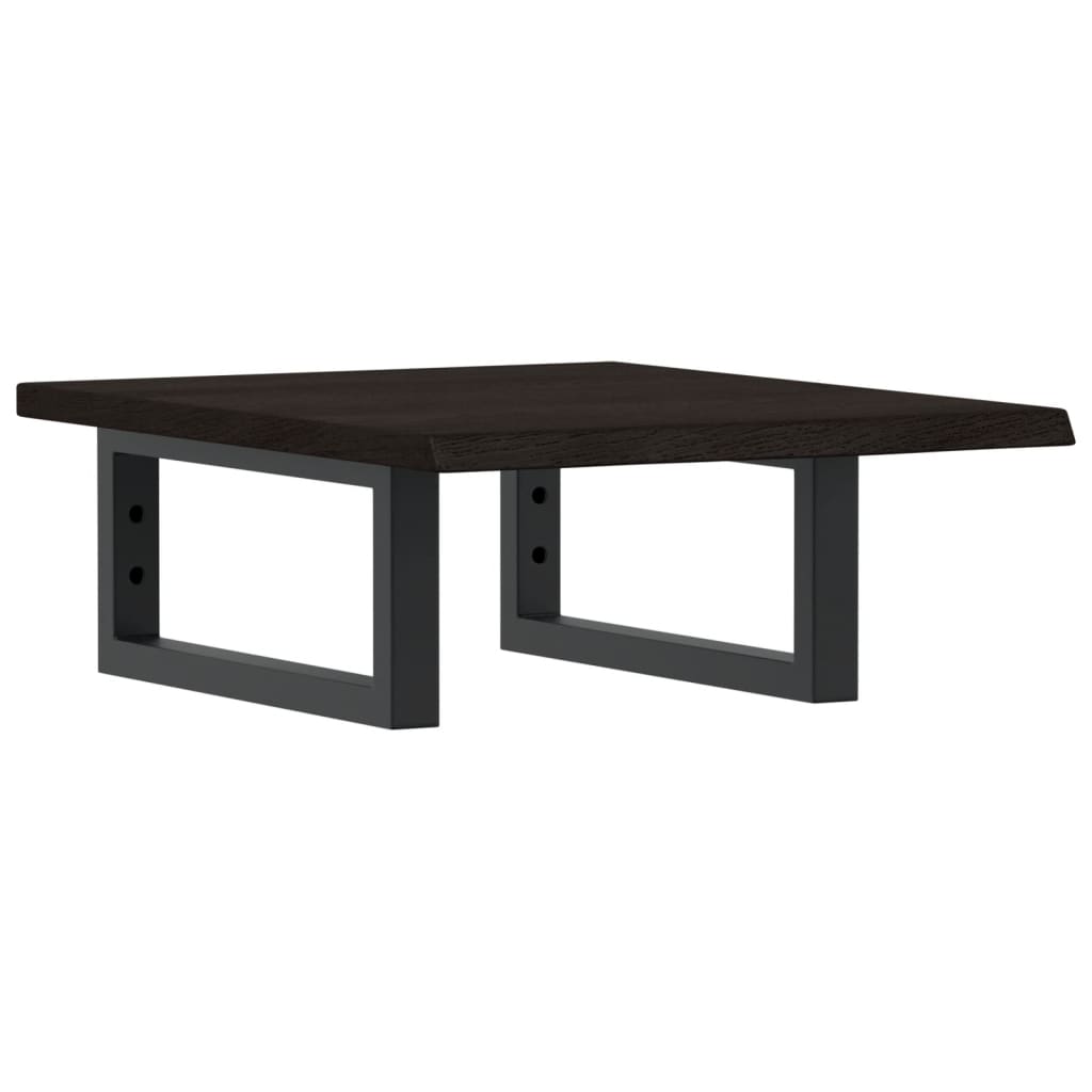 Deska Pod Umyvadlo Nástěnná Ocel A Masivní Dubové Dřevo Tmavě Hnědá A Černá