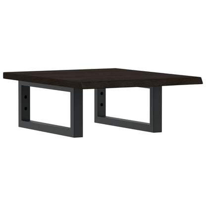 Deska Pod Umyvadlo Nástěnná Ocel A Masivní Dubové Dřevo Tmavě Hnědá A Černá