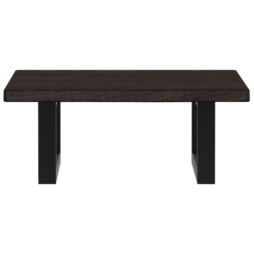 Deska Pod Umyvadlo Nástěnná Ocel A Masivní Dubové Dřevo Tmavě Hnědá A Černá