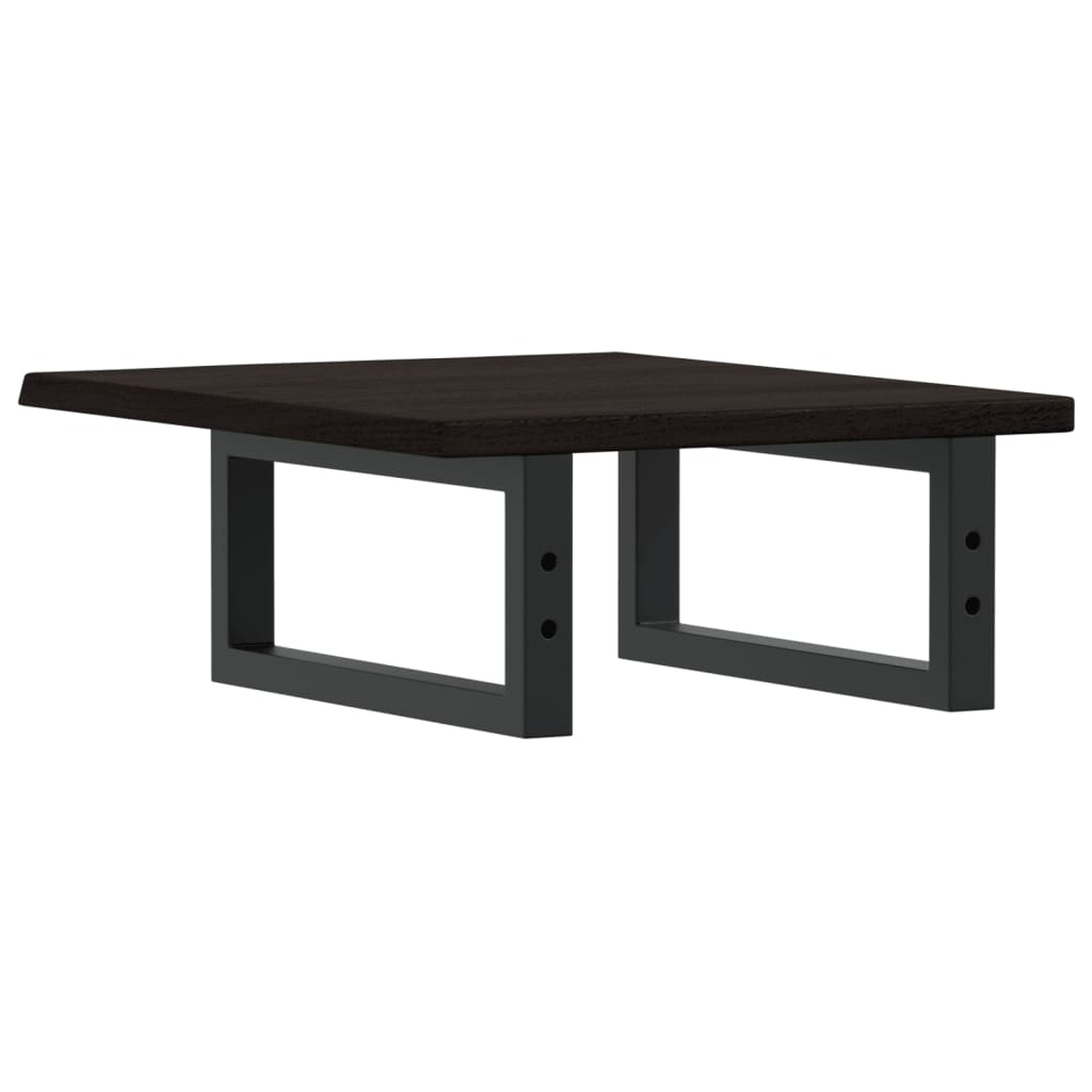 Deska Pod Umyvadlo Nástěnná Ocel A Masivní Dubové Dřevo Tmavě Hnědá A Černá