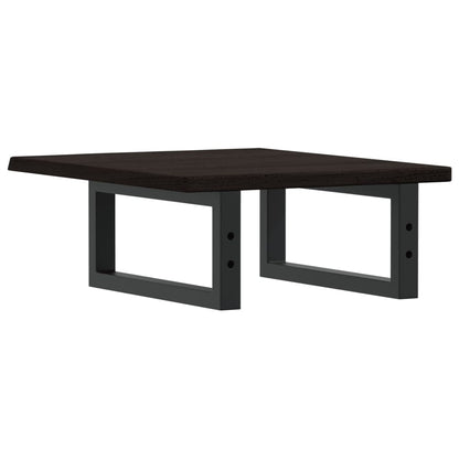 Deska Pod Umyvadlo Nástěnná Ocel A Masivní Dubové Dřevo Tmavě Hnědá A Černá