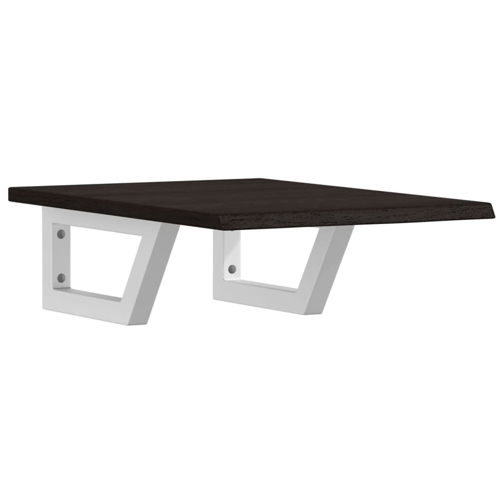 Deska Pod Umyvadlo Nástěnná Ocel A Masivní Dubové Dřevo Tmavě Hnědá A Bílá