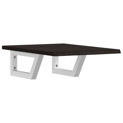 Deska Pod Umyvadlo Nástěnná Ocel A Masivní Dubové Dřevo Tmavě Hnědá A Bílá