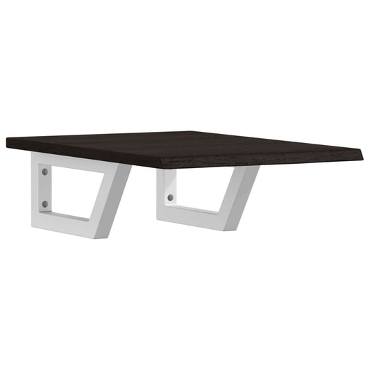 Deska Pod Umyvadlo Nástěnná Ocel A Masivní Dubové Dřevo Tmavě Hnědá A Bílá