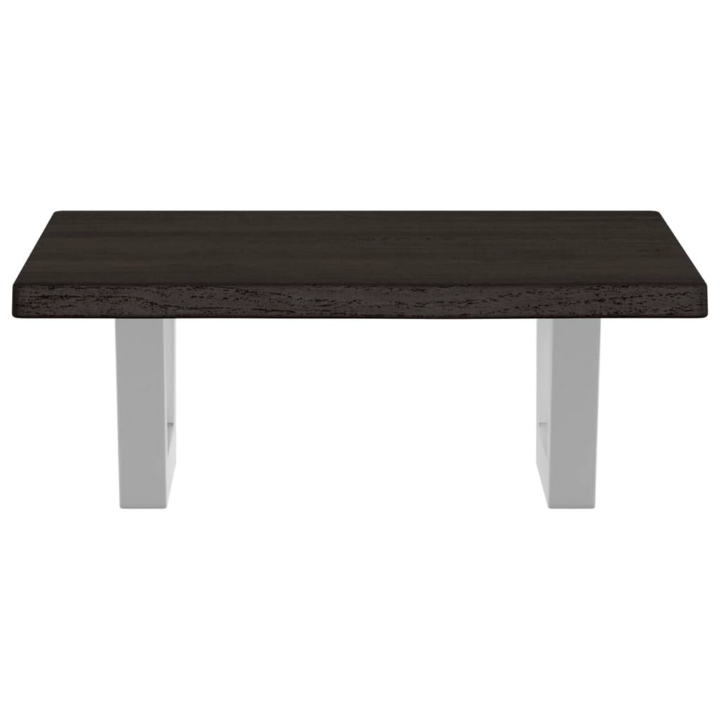 Deska Pod Umyvadlo Nástěnná Ocel A Masivní Dubové Dřevo Tmavě Hnědá A Bílá