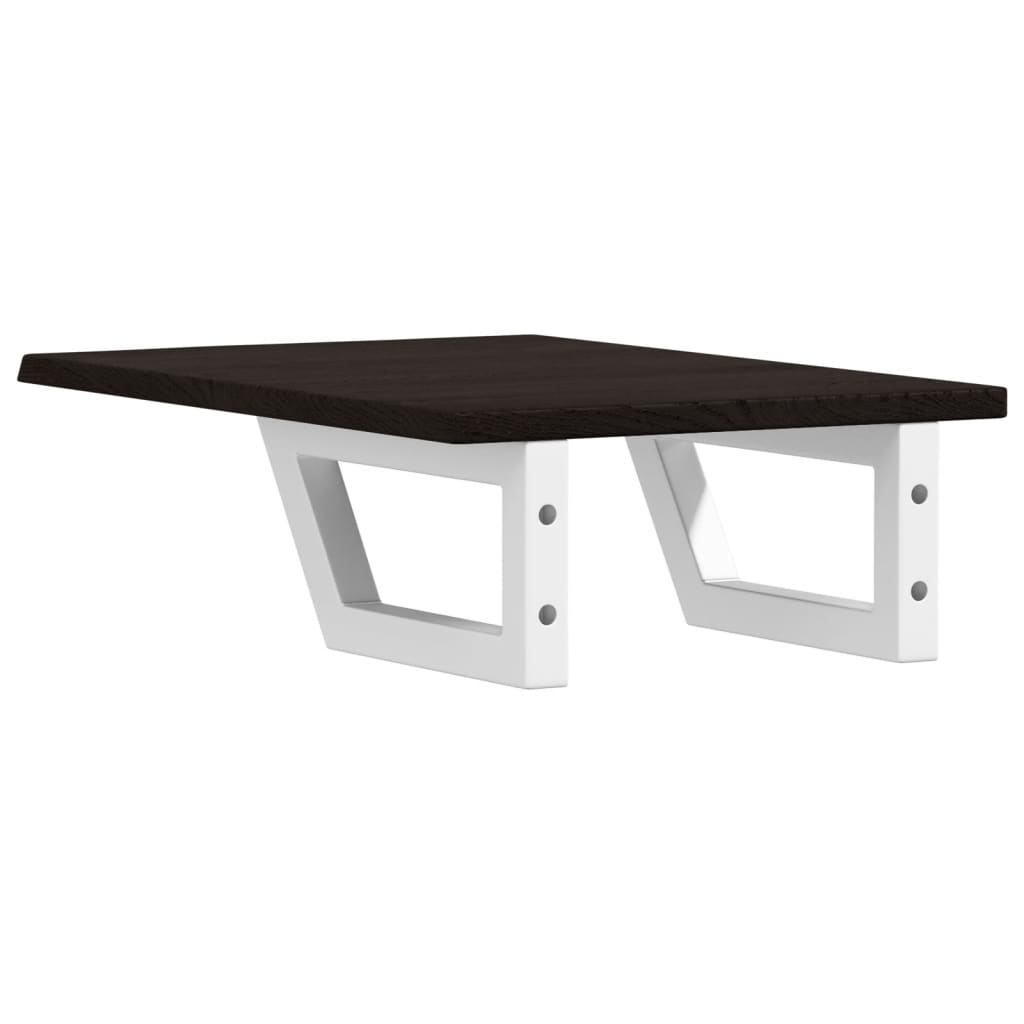 Deska Pod Umyvadlo Nástěnná Ocel A Masivní Dubové Dřevo Tmavě Hnědá A Bílá