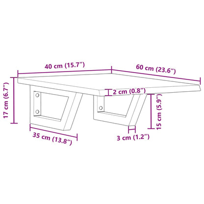 Deska Pod Umyvadlo Nástěnná Ocel A Masivní Dubové Dřevo Tmavě Hnědá A Bílá