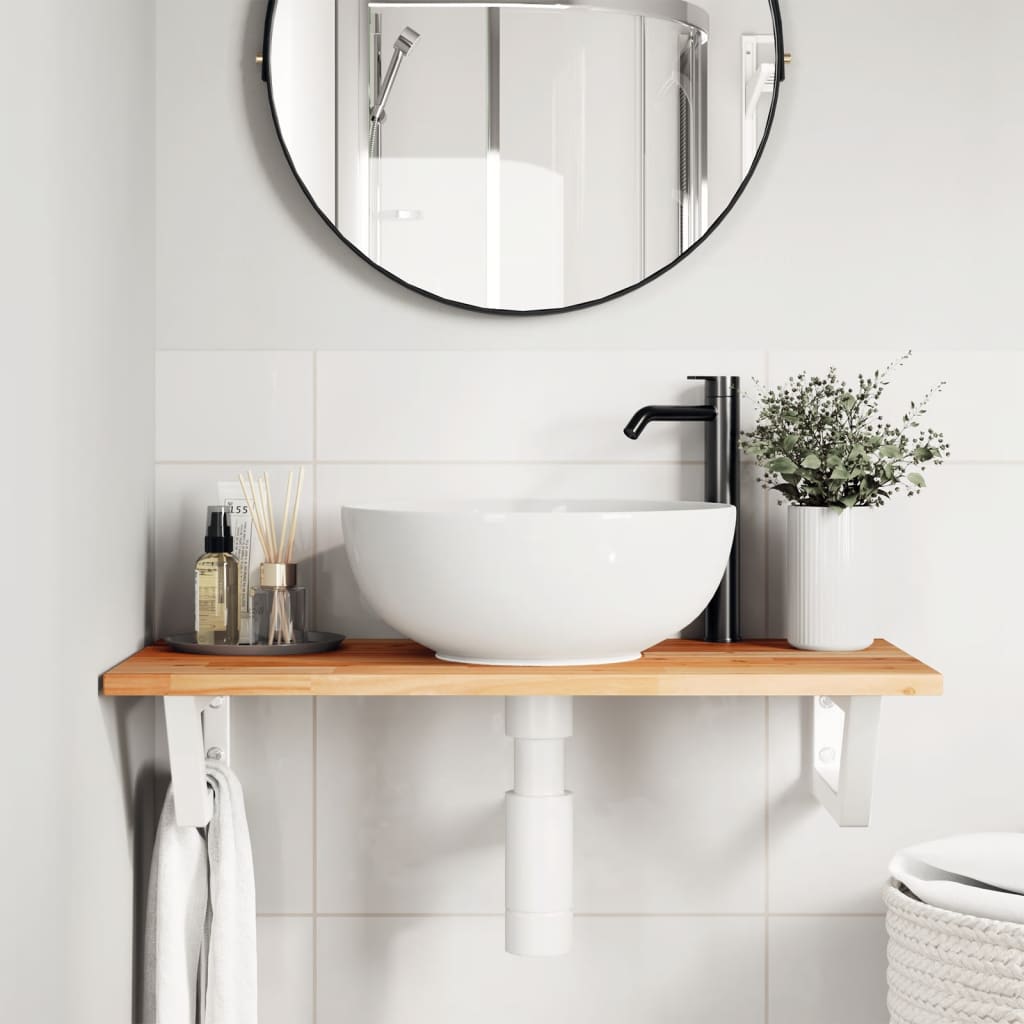 Deska Pod Umyvadlo Nástěnná Ocel A Masivní Akáciové Dřevo