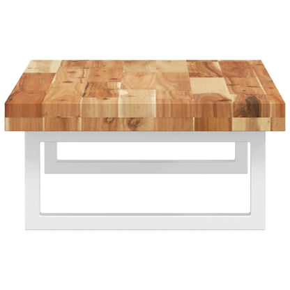 Deska Pod Umyvadlo Nástěnná Ocel A Masivní Akáciové Dřevo Tmavě Hnědá A Bílá