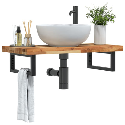 Deska Pod Umyvadlo Nástěnná Ocel A Masivní Akáciové Dřevo