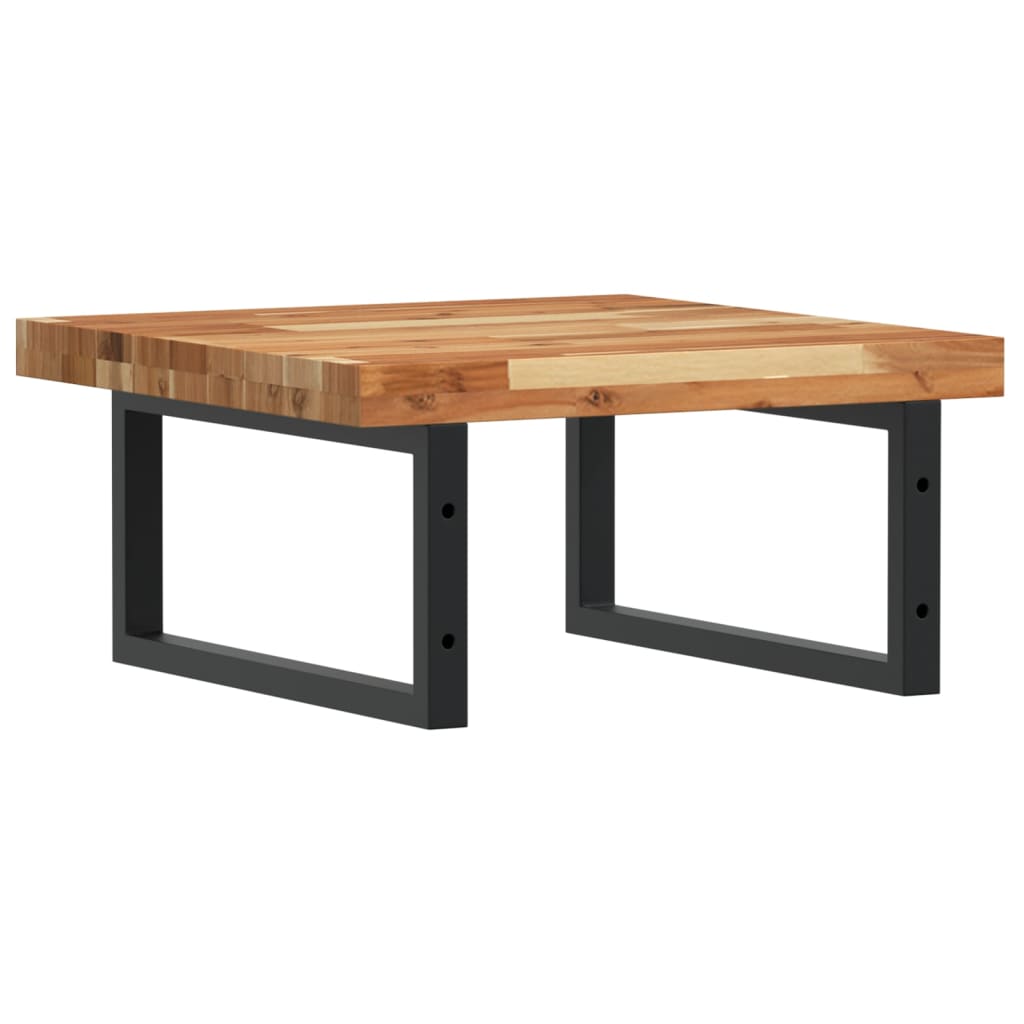 Deska Pod Umyvadlo Nástěnná Ocel A Masivní Akáciové Dřevo Tmavě Hnědá A Černá