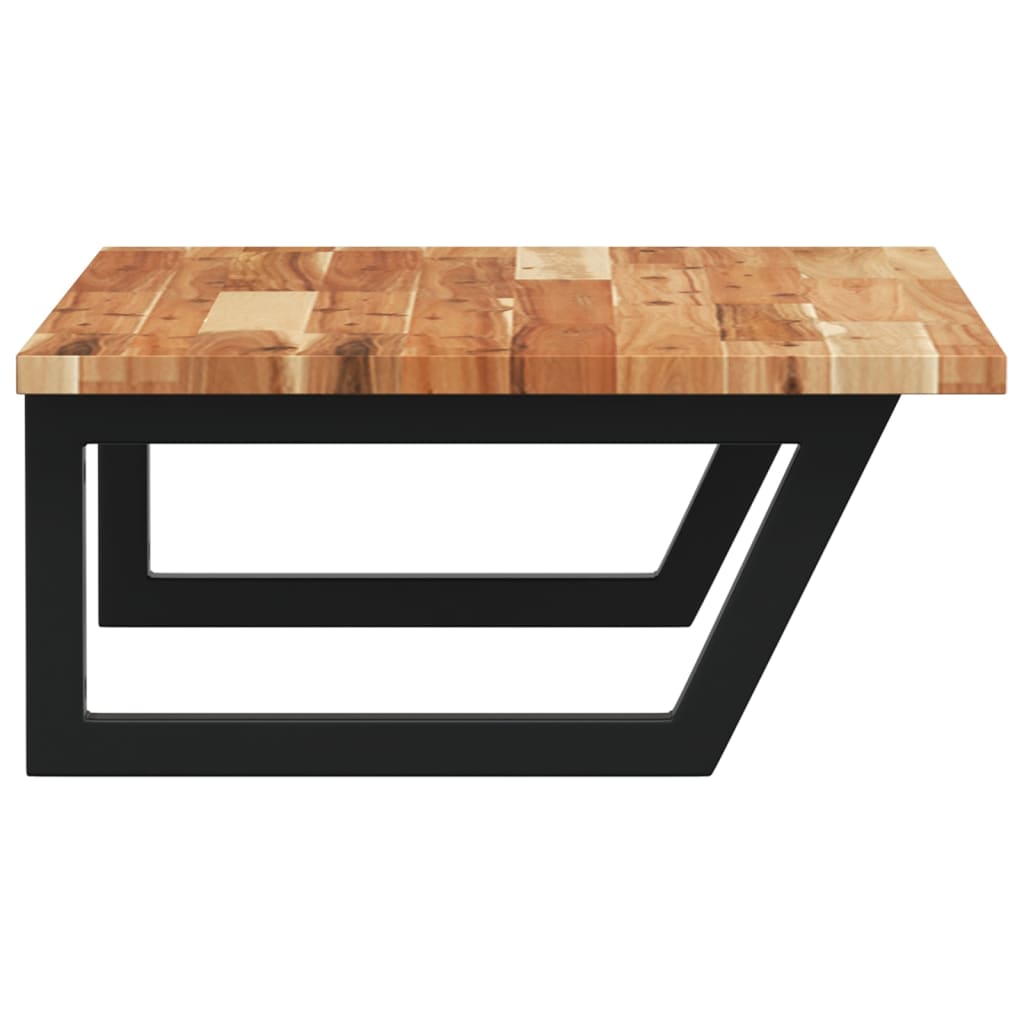 Deska Pod Umyvadlo Nástěnná Ocel A Masivní Akáciové Dřevo Tmavě Hnědá A Černá