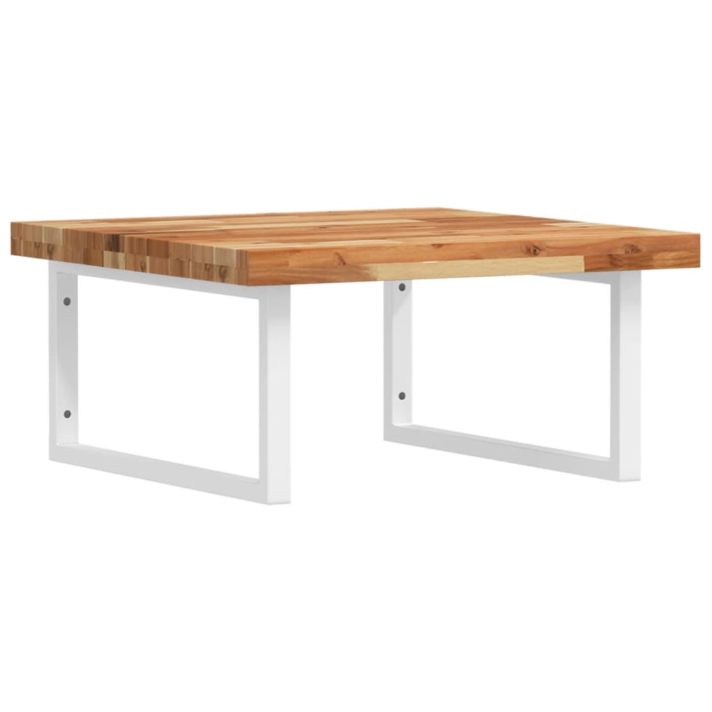 Deska Pod Umyvadlo Nástěnná Ocel A Masivní Akáciové Dřevo Tmavě Hnědá A Bílá