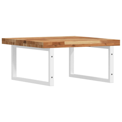 Deska Pod Umyvadlo Nástěnná Ocel A Masivní Akáciové Dřevo Tmavě Hnědá A Bílá