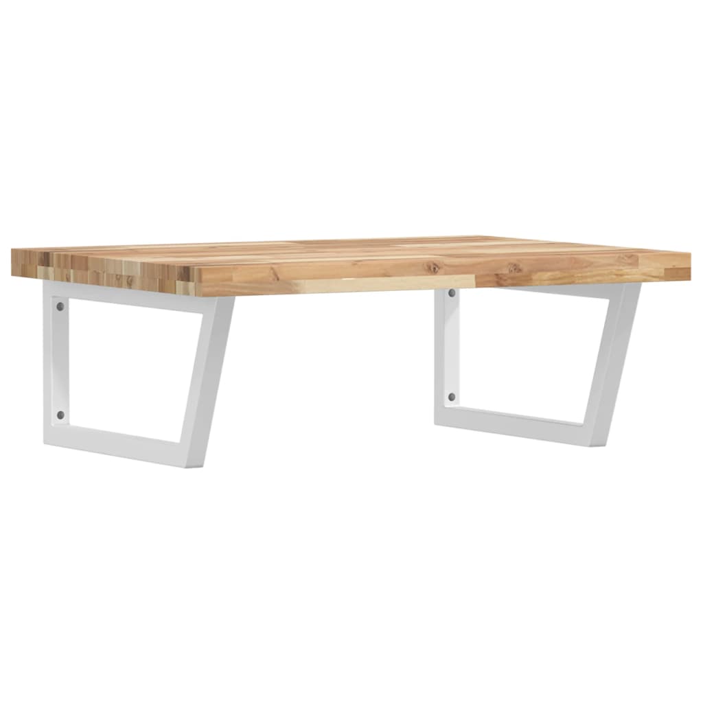 Deska Pod Umyvadlo Nástěnná Ocel A Masivní Akáciové Dřevo Hnědá A Bílá