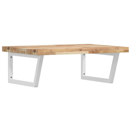 Deska Pod Umyvadlo Nástěnná Ocel A Masivní Akáciové Dřevo Hnědá A Bílá