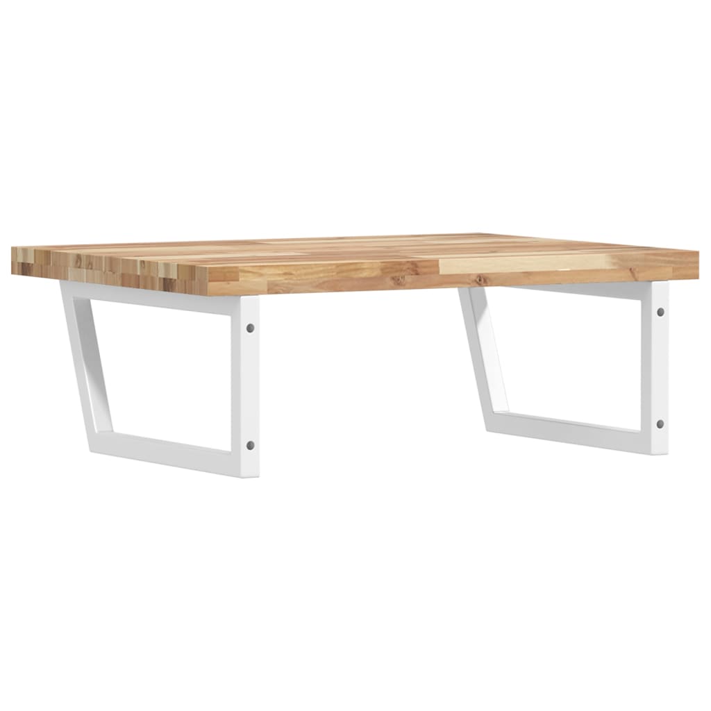 Deska Pod Umyvadlo Nástěnná Ocel A Masivní Akáciové Dřevo Hnědá A Bílá