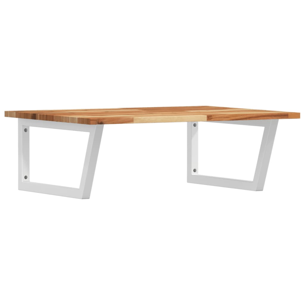 Deska Pod Umyvadlo Nástěnná Ocel A Masivní Akáciové Dřevo Tmavě Hnědá A Bílá