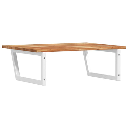 Deska Pod Umyvadlo Nástěnná Ocel A Masivní Akáciové Dřevo Tmavě Hnědá A Bílá