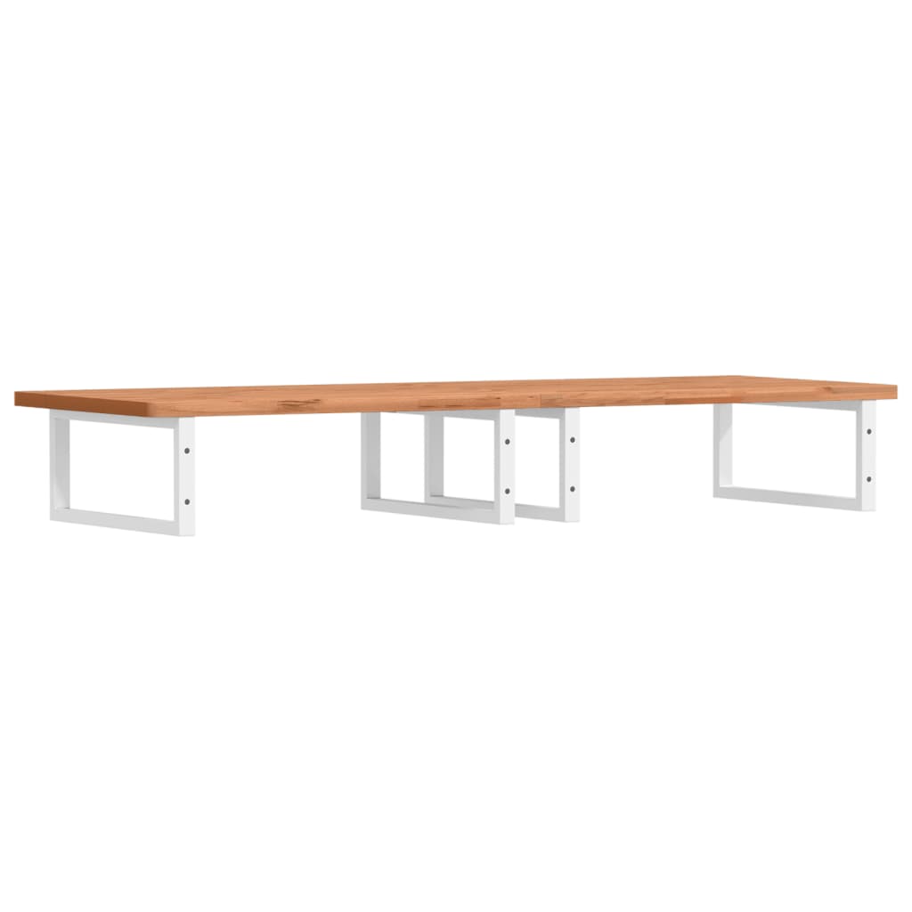 Deska Pod Umyvadlo Nástěnná Ocel A Masivní Bukové Dřevo Bílá