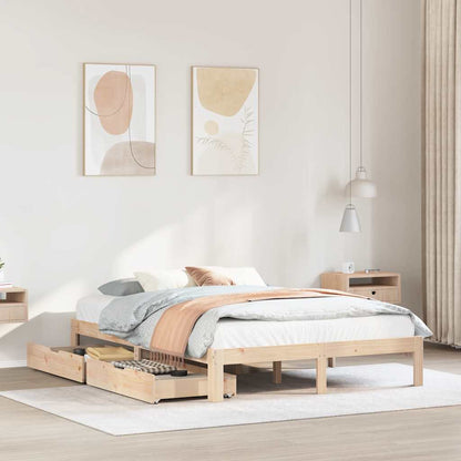 Rám Postele Se Zásuvkami Masivní Borové Dřevo