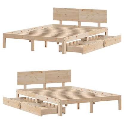 Rám Postele Se Zásuvkami Masivní Borovice