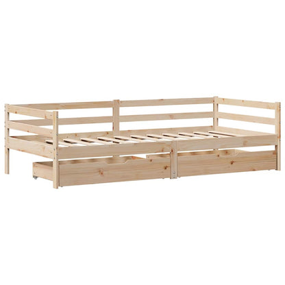 Válenda Se Zásuvkami 90 X 200 Cm Masivní Borovice Modrá