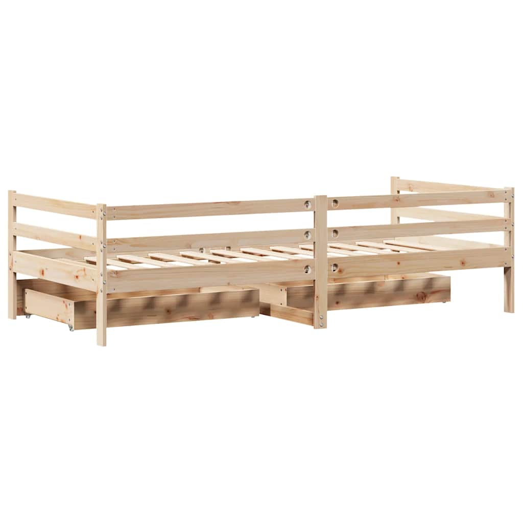 Válenda Se Zásuvkami 90 X 200 Cm Masivní Borovice Modrá