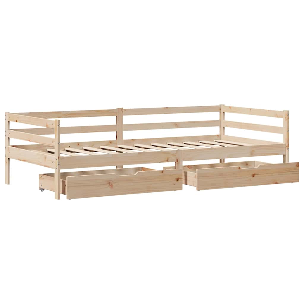 Válenda Se Zásuvkami 90 X 200 Cm Masivní Borovice Modrá