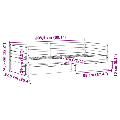 Válenda Se Zásuvkami 90 X 200 Cm Masivní Borovice