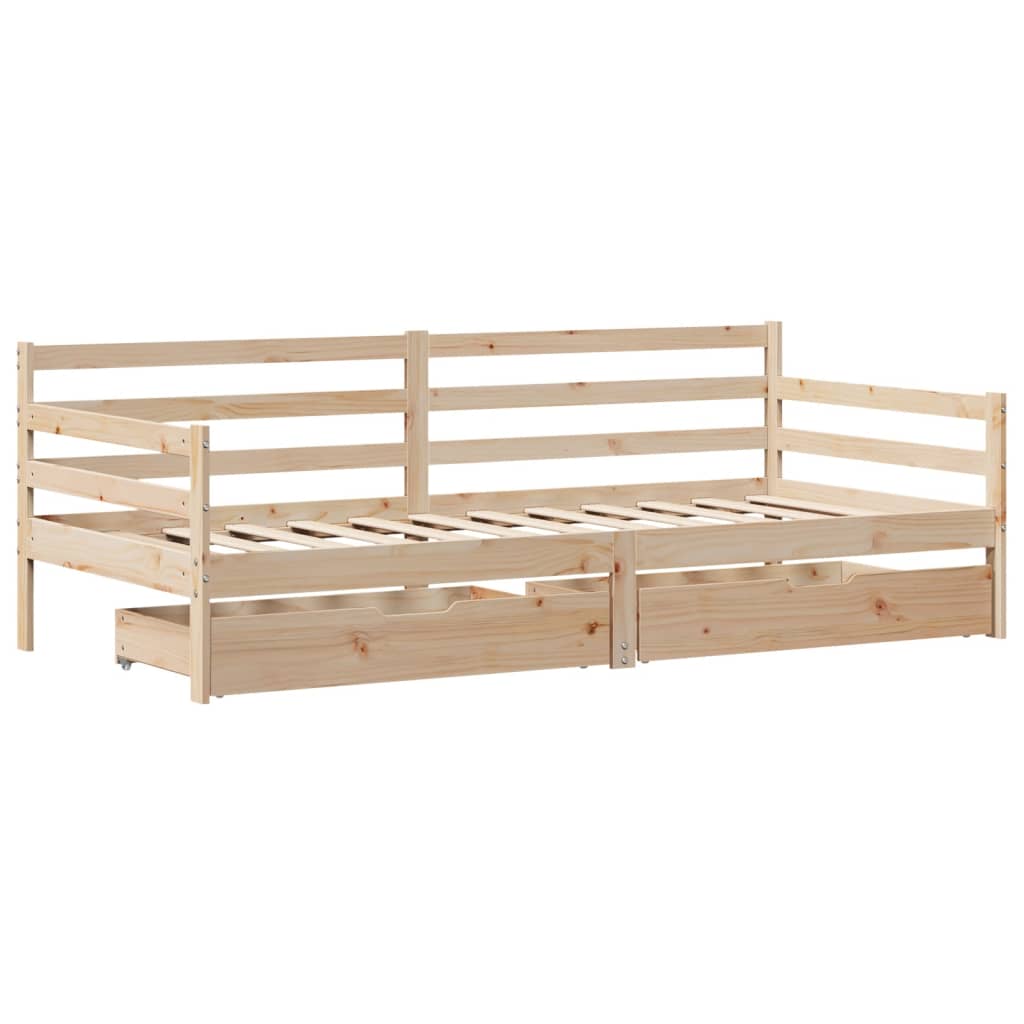 Válenda Se Zásuvkami 90 X 200 Cm Masivní Borovice Černá
