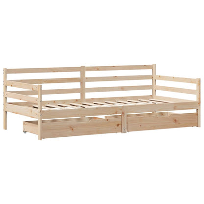 Válenda Se Zásuvkami 90 X 200 Cm Masivní Borovice Černá