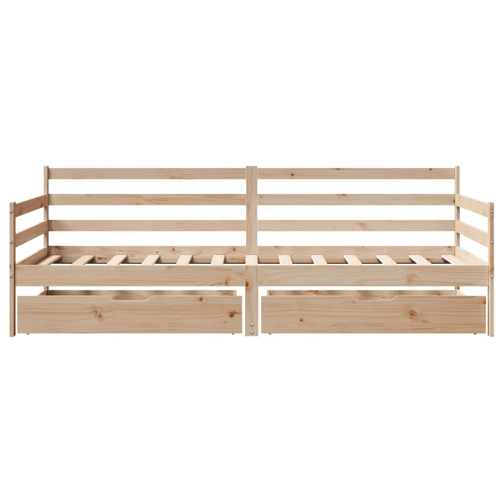 Válenda Se Zásuvkami 90 X 200 Cm Masivní Borovice Černá