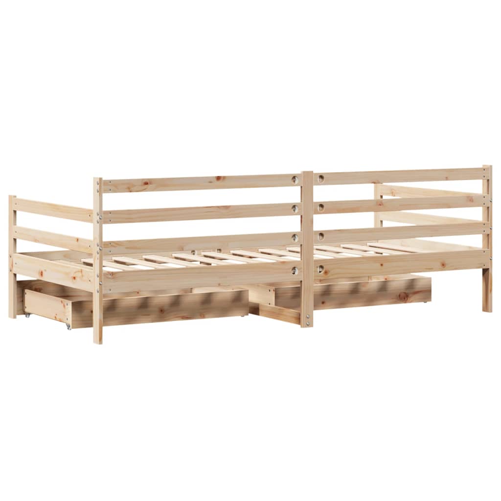 Válenda Se Zásuvkami 90 X 200 Cm Masivní Borovice Černá
