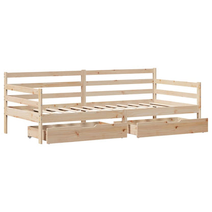 Válenda Se Zásuvkami 90 X 200 Cm Masivní Borovice Černá