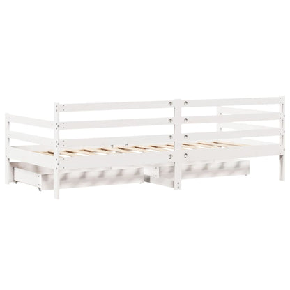 Válenda Se Zásuvkami Bílá 90 X 200 Cm Masivní Borovice Taupe