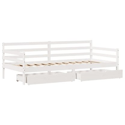 Válenda Se Zásuvkami Bílá 90 X 200 Cm Masivní Borovice Taupe