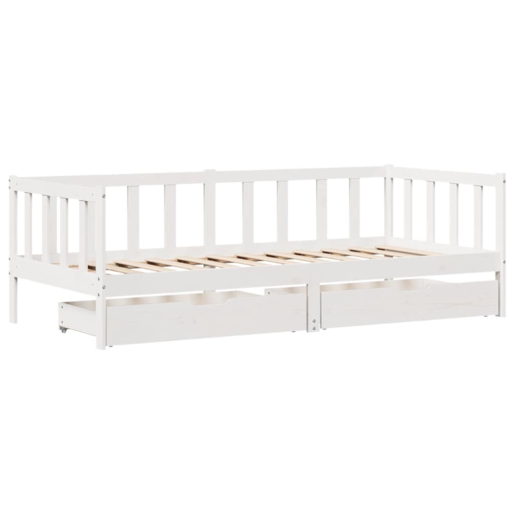 Válenda Se Zásuvkami Bílá 80 X 200 Cm Masivní Borovice