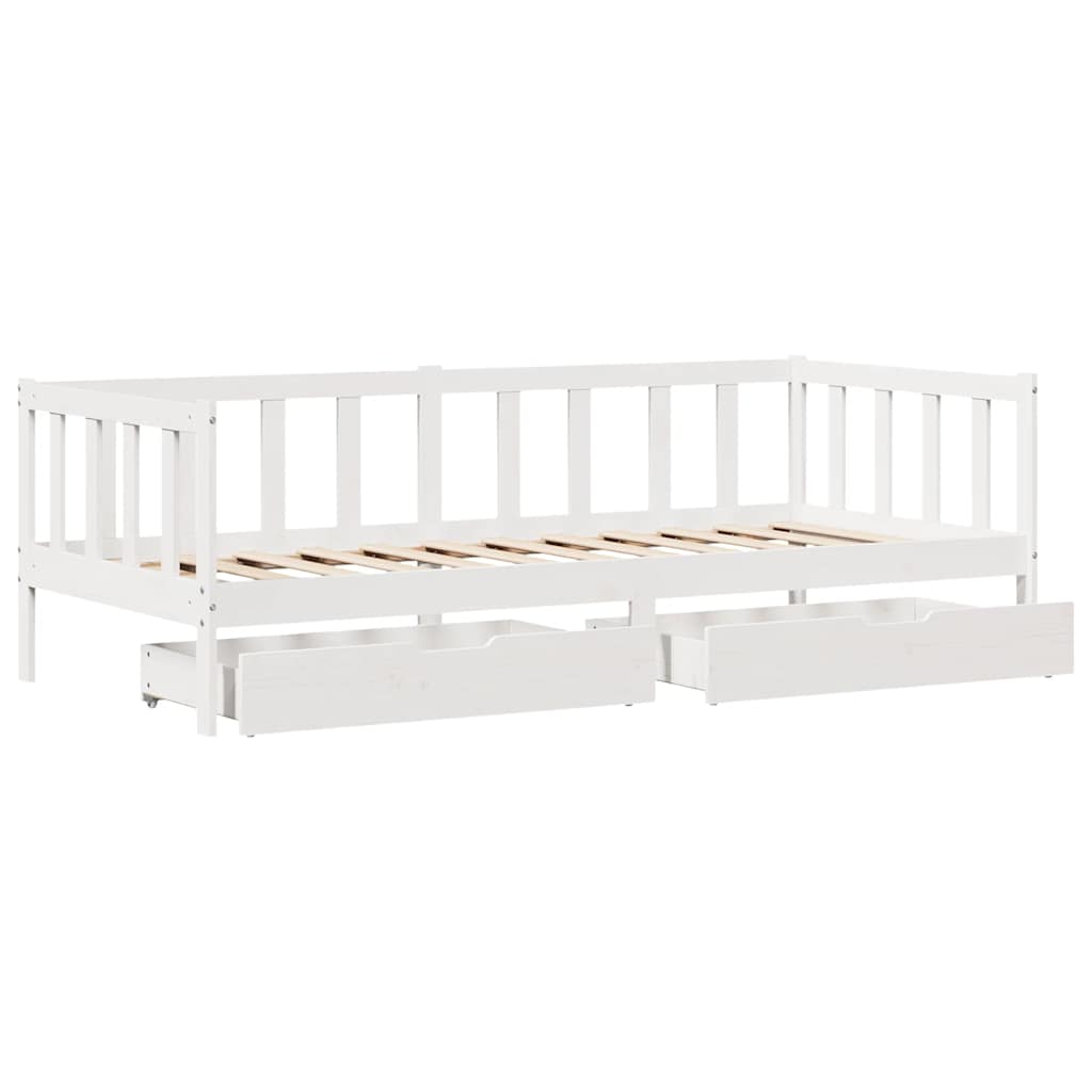 Válenda Se Zásuvkami Bílá 80 X 200 Cm Masivní Borovice
