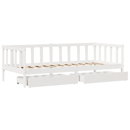 Válenda Se Zásuvkami Bílá 80 X 200 Cm Masivní Borovice