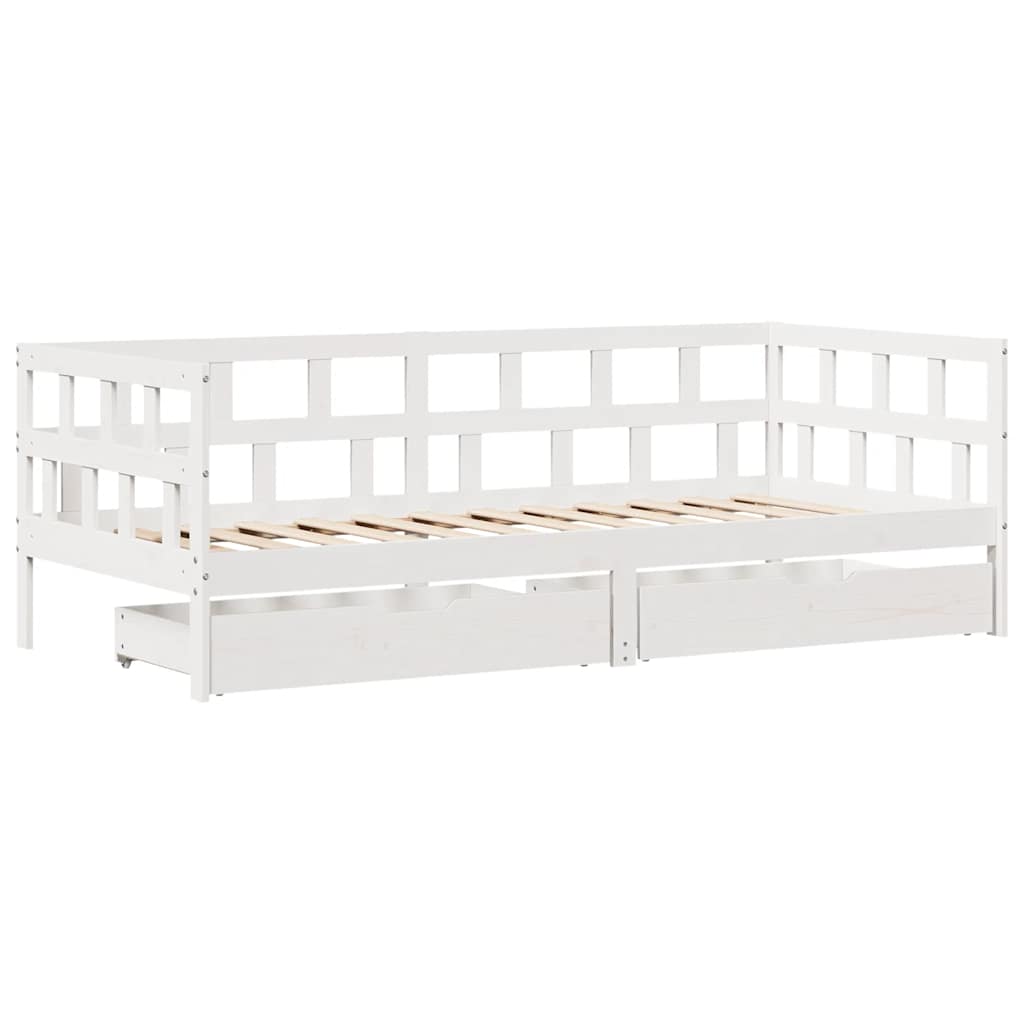 Válenda Se Zásuvkami Bílá 80 X 200 Cm Masivní Borovice