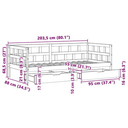 Válenda Se Zásuvkami Bílá 80 X 200 Cm Masivní Borovice