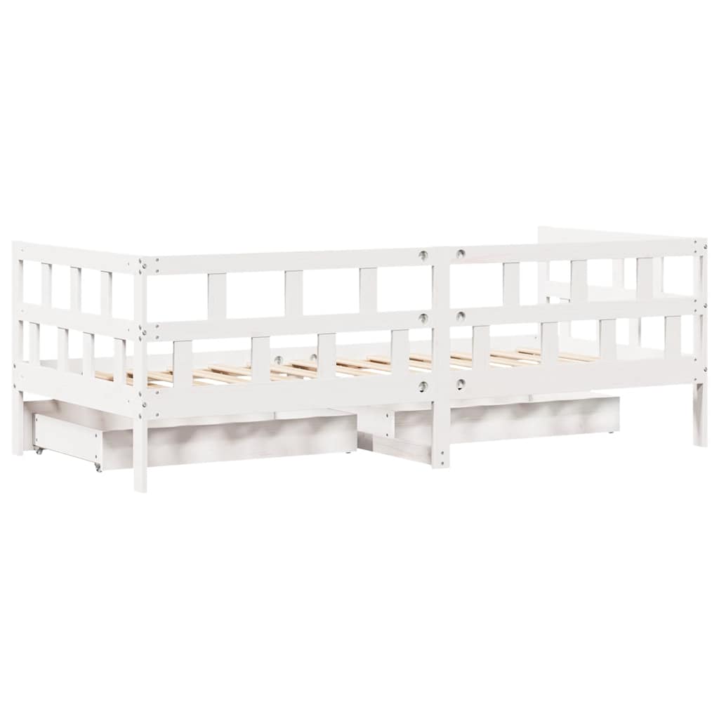 Válenda Se Zásuvkami Bílá 80 X 200 Cm Masivní Borovice